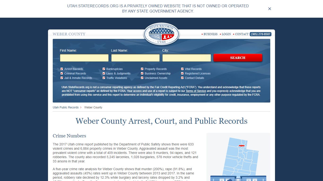 Weber County Arrest, Court, and Public Records